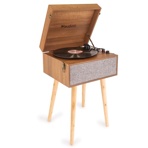 Audizio Fremont Schallplattenspieler Retro Plattenspieler Bluetooth Transmitter & Receiver, Tisch Plattenspieler mit Lautsprecher, Retro Vinyl Player für Schallplatten, Holz Audizio Fremont Schallplattenspieler Retro Plattenspieler Bluetooth Transmitter & Receiver, Tisch Plattenspieler mit Lautsprecher, Retro Vinyl Player für Schallplatten, Holz von Audizio
