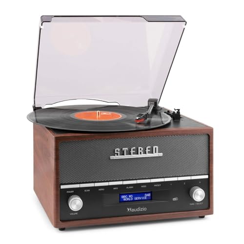 Audizio Frisco - Schallplattenspieler und DAB+ Radio, 2-in-1 Record Player, Plattenspieler Bluetooth, Weckfunktion, Retro Vinyl Player, Breitbandlautsprecher, Record-Player, Designer Stück, Braun Audizio Frisco - Schallplattenspieler und DAB+ Radio, 2-in-1 Record Player, Plattenspieler Bluetooth, Weckfunktion, Retro Vinyl Player, Breitbandlautsprecher, Record-Player, Designer Stück, Braun von Audizio