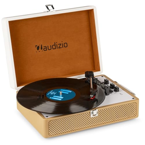 Audizio RP119 - Plattenspieler mit Lautsprecher, Vinyl Bluetooth Speaker Senden und Empfangen, Schallplattenspieler, 3-Speed 33/45/78, Record Player, AUX und RCA/Cinch, Retro Plattenspieler - Bronze Audizio RP119 - Plattenspieler mit Lautsprecher, Vinyl Bluetooth Speaker Senden und Empfangen, Schallplattenspieler, 3-Speed 33/45/78, Record Player, AUX und RCA/Cinch, Retro Plattenspieler - Bronze von Audizio