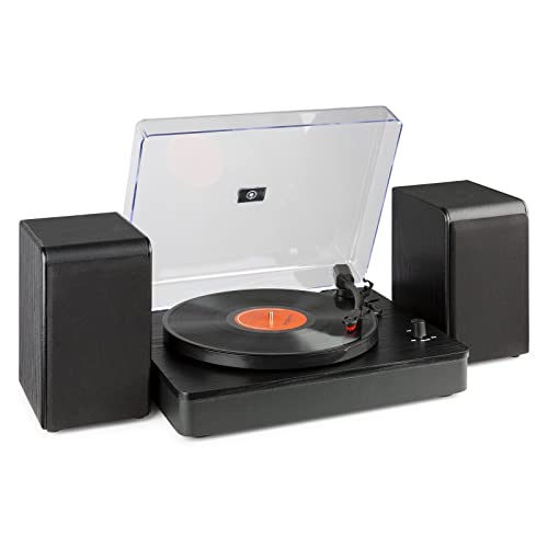 Audizio RP330 Vinyl Plattenspieler mit Lautsprecher Set, Plattenspieler Bluetooth Vinyl Player mit Stereo Lautsprechern, Schallplattenspieler Retro modernes Design, Record Player für Zuhause, Schwarz von Audizio