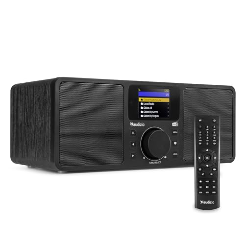Audizio Rome, DAB Plus und Internetradio mit Bluetooth, WLAN LAN, Fernbedienung, Line-in, Line-Out, 2 x 25 Watt Stereo-Lautsprecher, UKW, 99 Speicherplätze, Alarm, Sleeptimer - Schwarz von Audizio