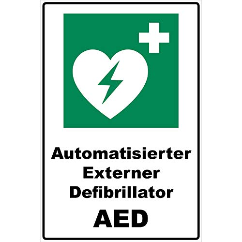 Schild Automatisierter Externer Defibrillator AED Schild Rettungszeichen grün 30 x 20 x 0,3 cm Hartschaumplatte Schild Automatisierter Externer Defibrillator AED Schild Rettungszeichen grün 30 x 20 x 0,3 cm Hartschaumplatte von Aufklebo