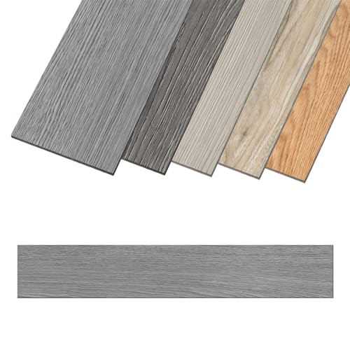 Aufun PVC Bodenbelag Vinylboden Selbstklebend 18 Stück 2.51m², Holzmaserung Bodenfliesen mit Holz-Optik, Vinyl Klebefliesen Wasserfest Rutschfest für Küche, Wohnzimmer, Balkon (Hellgrau oak) von AufuN