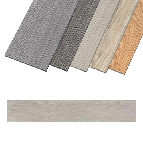 Aufun PVC Bodenbelag Vinylboden Selbstklebend 36 Stück 5.02m², Holzmaserung Bodenfliesen mit Holz-Optik, Vinyl Klebefliesen Wasserfest Rutschfest für Küche, Wohnzimmer, Balkon(Weiß oak) von AufuN