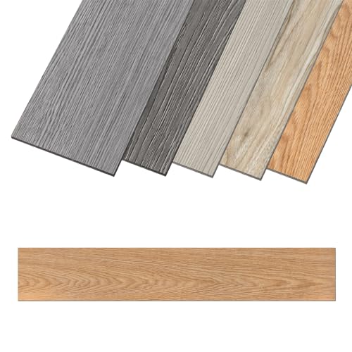 Aufun PVC Bodenbelag Vinylboden Selbstklebend 36 Stück 5.02m², Holzmaserung Bodenfliesen mit Holz-Optik, Vinyl Klebefliesen Wasserfest Rutschfest für Küche, Wohnzimmer, Balkon (Braun oak) von AufuN