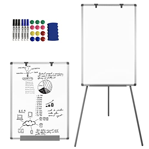 Aufun Whiteboard Ständer Flipchart Stativ 90x60 cm, höhenverstellbar, magnethaftende und beschreibbare Tafel, Moderationstafel Moderationswand Magnettafel(Dreibeinstativ) von AufuN