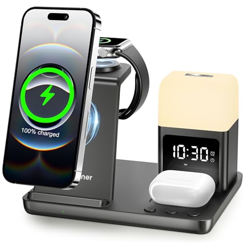 Wireless Charger Stand für Samsung, 6 in 1 Induktive Ladestation mit Nachttischlampe und Wecker Kompatibel für Galaxy Watch Ultra/6/5/4 Samsung Galaxy S25 S24 S23 S22 Ultra S21 Flip6 Fold6 Galaxy Buds Wireless Charger Stand für Samsung, 6 in 1 Induktive Ladestation mit Nachttischlampe und Wecker Kompatibel für Galaxy Watch Ultra/6/5/4 Samsung Galaxy S25 S24 S23 S22 Ultra S21 Flip6 Fold6 Galaxy Buds von Augnner