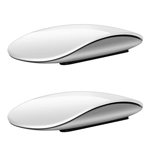Augnongly 2 x Bluetooth-Maus für Computer, wiederaufladbar, leise, dünn, ergonomisch, für PC (weiß) von Augnongly