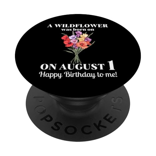 1. August Geburt Blume Gladiolen und Mohnblume Geburtstag PopSockets Klebender PopGrip von August Birthday Wildflower Designs