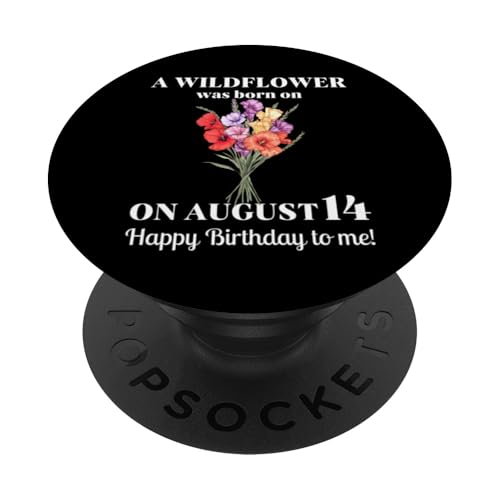 14. August Geburt Blume Gladiolen und Mohn August Geburtstag PopSockets Klebender PopGrip von August Birthday Wildflower Designs