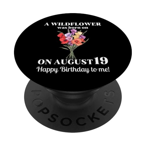 19. August Geburt Blume Gladiolen und Mohn August Geburtstag PopSockets Klebender PopGrip von August Birthday Wildflower Designs