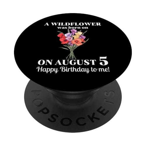 5. August Geburt Blume Gladiolen und Mohn August Geburtstag PopSockets Klebender PopGrip von August Birthday Wildflower Designs