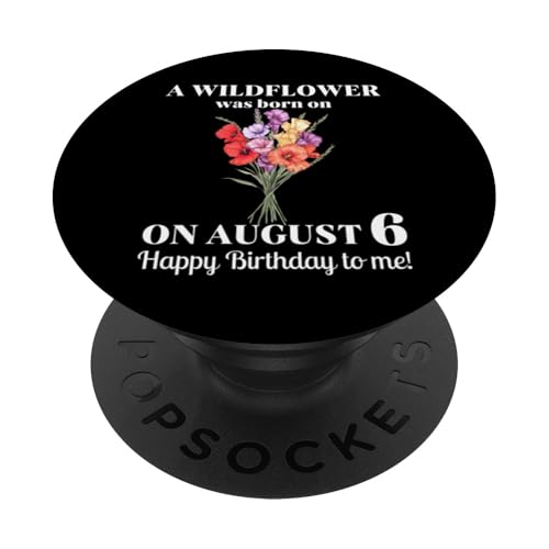 6. August Geburt Blume Gladiolen und Mohn August Geburtstag PopSockets Klebender PopGrip von August Birthday Wildflower Designs