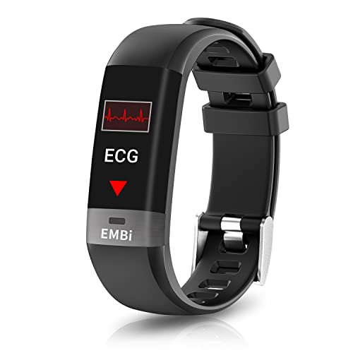 Audar EMBi Watch Fitness Armband mit ECG PPG Blutdruckmessung Pulsmesser Kalorien- & Schrittzähler Schlafmonitor Benachrichtigungsfunktion Stoppuhr Farbdisplay IP67 Schutz für Damen Herren Kinder von August