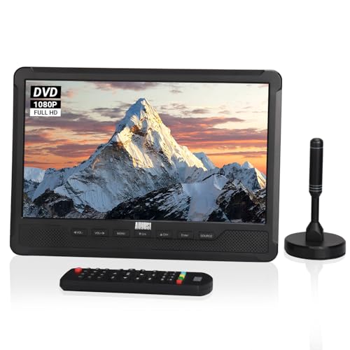August 10“ tragbarer HD Fernseher mit DVD Player&integriertem Akku DA383-DVB-T2 mini LCD TV mit EPG/Aufnahmefunktion (PVR), CD/DVD/USB/SD-Karte, HDMI, AV - Aux-Ausgang Perfekt für Wohnwagen Zuhause von August