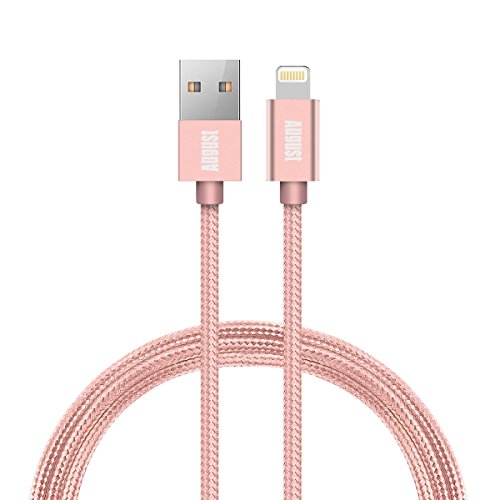 August Apple Lightning Kabel TC11 - Apple MFi zertifiziert für iPhone X / 8/8 Plus / 7/7 Plus / 6/6 Plus / 5S - Lightning zu USB A Cable - 1,0 Meter (Pink) von August