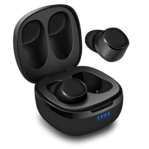 August Bluetooth 5.0 In-Ear Kopfhörer EP800 - Mini Earbuds mit Geräuschunterdrückung und Mikrofon - Ohrhörer mit IPX6 Spritzwasserschutz/Ladecase mit 550mAh Akku (Schwarz) von August