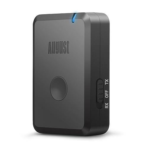 August Bluetooth 5.2 Audio Adapter Transmitter Receiver 2 in 1 mit aptX Low Latency für Kopfhörer TV MR230B- Audio Empfänger Plug&Play/13h Akku/USB-C - geeignet für Heim Stereo Systeme Lautsprecher von August