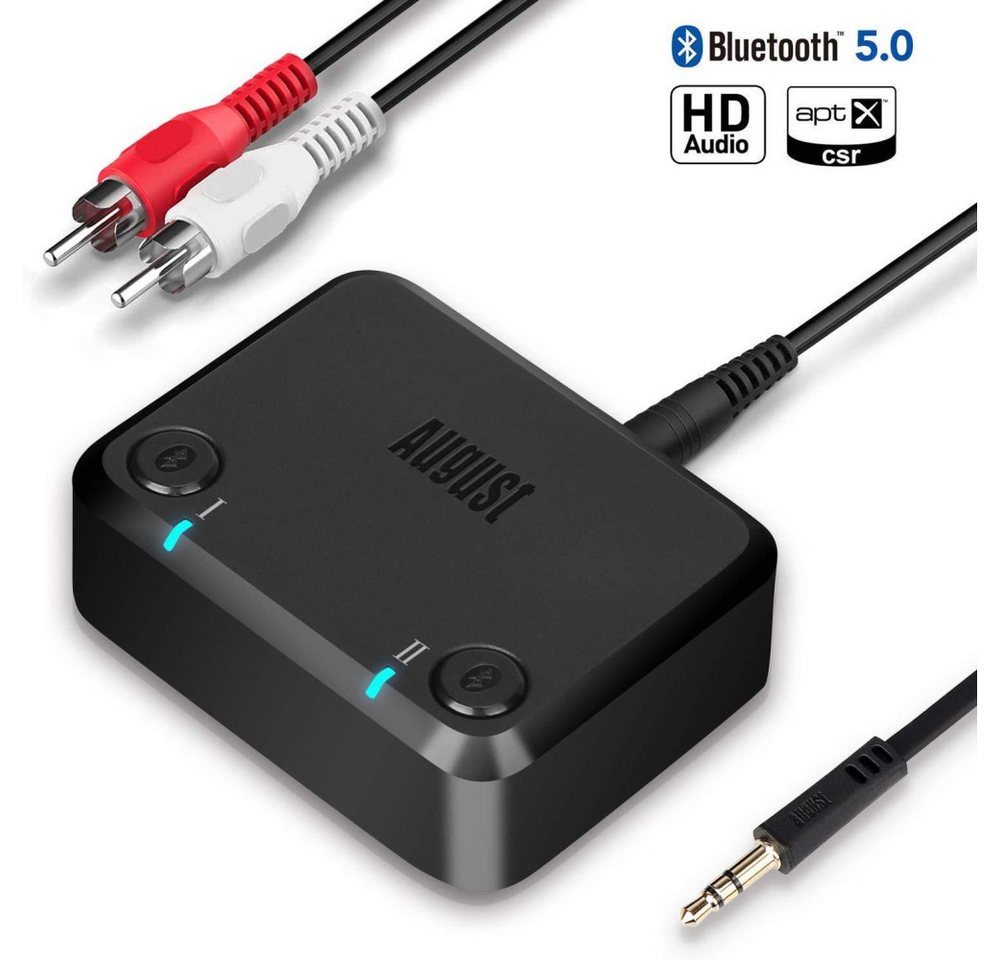 August Dual Bluetooth 5.0 Transmitter mit aptX HD und 15 Std Akkulaufzeit Audio-Receiver August Dual Bluetooth 5.0 Transmitter mit aptX HD und 15 Std Akkulaufzeit Audio-Receiver von August