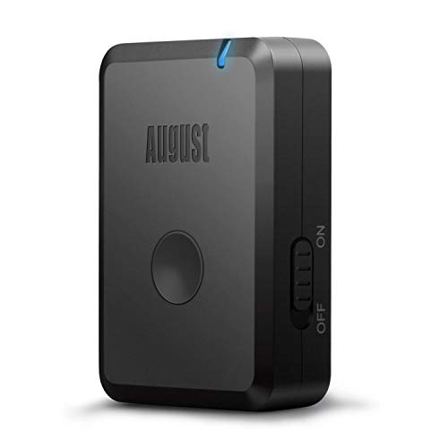 August MR250B - Bluetooth Audio aptX Low Latency Transmitter mit Akku - Audio Sender mit aptX LL für Fernsehgeräte & Musikanlagen - Plug & Play 3,5mm AUX Adapter - kabelloses Musikstreaming auf Ihre Kopfhörer oder Lautsprecher – Schwarz von August