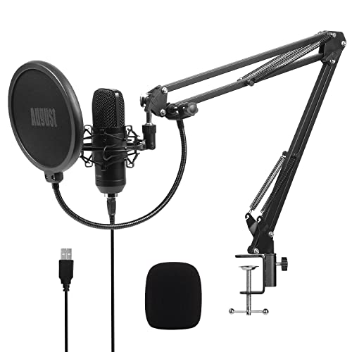 August USB Mikrofon REC100-Kondensator Mikrofone Kit mit Schwenkarm Unidirektional Shock Mount Popfilter Nierencharakteristik Studio Cardioid-Kondensator PC Mikrofon für Gaming Podcast Tiktok YouTube August USB Mikrofon REC100-Kondensator Mikrofone Kit mit Schwenkarm Unidirektional Shock Mount Popfilter Nierencharakteristik Studio Cardioid-Kondensator PC Mikrofon für Gaming Podcast Tiktok YouTube von August