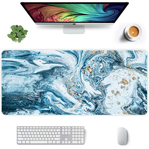 Auhoahsil Erweitertes Mauspad, XXL-Gaming-Mauspad, großes Mauspad, Laptop, Computer, Tastatur-Matte, Schreibtischunterlage mit rutschfester Unterseite, genähter Rand, 80 x 40 cm, blauer Ozean-Marmor Auhoahsil Erweitertes Mauspad, XXL-Gaming-Mauspad, großes Mauspad, Laptop, Computer, Tastatur-Matte, Schreibtischunterlage mit rutschfester Unterseite, genähter Rand, 80 x 40 cm, blauer Ozean-Marmor von Auhoahsil