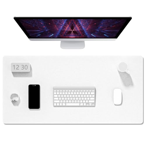 Auhoahsil Filz-Schreibtischunterlage, Minimalistisches großes Mauspad, XXL, 90,2 x 39,9 cm, Schreibtischunterlage für Desktop, Tastatur, Laptop, Computer, Büro, Arbeit von zu Hause, Gaming, Weiß Auhoahsil Filz-Schreibtischunterlage, Minimalistisches großes Mauspad, XXL, 90,2 x 39,9 cm, Schreibtischunterlage für Desktop, Tastatur, Laptop, Computer, Büro, Arbeit von zu Hause, Gaming, Weiß von Auhoahsil