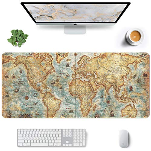 Auhoahsil Großes Mauspad, voller Schreibtisch, XXL, erweitertes Gaming-Mauspad, 88.9 x 38.1 cm, rutschfestes Laptop-Tastatur-Mauspad für Büro und Zuhause, Weltkarten-Design von Auhoahsil
