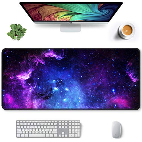 Auhoahsil Großes Mauspad, voller Schreibtisch, XXL, erweitertes Gaming-Mauspad, 88.9 x 38.1 cm, wasserdichte Schreibtischunterlage mit genähten Kanten, Mousepad für Büro und Zuhause, Galaxie-Design von Auhoahsil