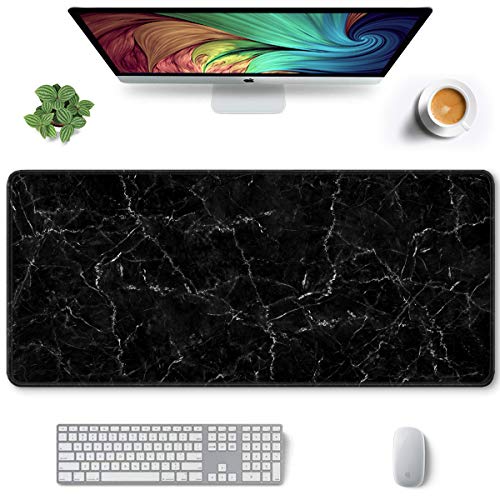 Auhoahsil Großes Mauspad, voller Schreibtisch, XXL, erweitertes Gaming-Mauspad, 88.9 x 38.1 cm, wasserdichte Schreibtischunterlage mit genähten Kanten, Mousepad für Büro und Zuhause, Marmor-Design von Auhoahsil