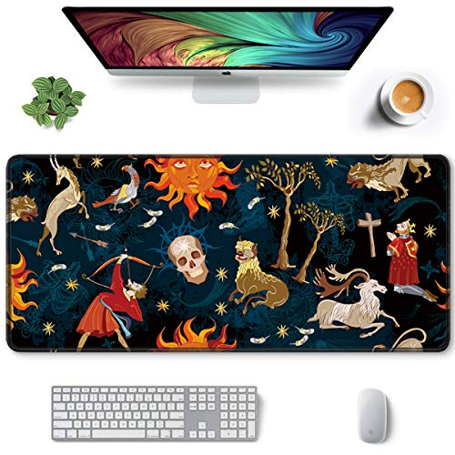 Auhoahsil Großes Mauspad, voller Schreibtisch, XXL, erweitertes Gaming-Mauspad, 88.9 x 38.1 cm, wasserdichte Schreibtischunterlage mit genähten Kanten, Mousepad für Büro und Zuhause, Retro-Design von Auhoahsil