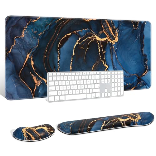 Auhoahsil Großes Mauspad mit Handgelenkauflagen für Tastatur und Maus, dicke, weiche, ergonomische Handgelenkstützen, große und lange Schreibtischunterlage 90,2 x 49,9 cm, für Büro, Gaming, Computer, Auhoahsil Großes Mauspad mit Handgelenkauflagen für Tastatur und Maus, dicke, weiche, ergonomische Handgelenkstützen, große und lange Schreibtischunterlage 90,2 x 49,9 cm, für Büro, Gaming, Computer, von Auhoahsil