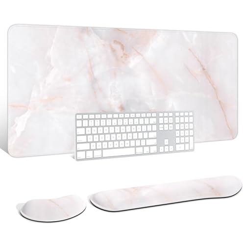 Auhoahsil Großes Mauspad mit Handgelenkauflagen für Tastatur und Maus, dicke, weiche, ergonomische Handgelenkstützen, große und lange Schreibtischunterlage 90,2 x 49,9 cm, für Büro, Gaming-Computer, von Auhoahsil