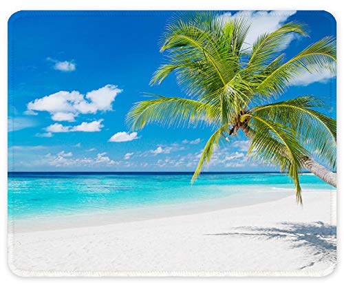 Auhoahsil Mauspad, quadratisch, Strand-Stil, rutschfest, Gummi, mit strapazierfähigen genähten Kanten für Gaming, Büro, Laptop, Computer, PC, niedliches Design, Strand- und Kokosnussbäume Muster Auhoahsil Mauspad, quadratisch, Strand-Stil, rutschfest, Gummi, mit strapazierfähigen genähten Kanten für Gaming, Büro, Laptop, Computer, PC, niedliches Design, Strand- und Kokosnussbäume Muster von Auhoahsil