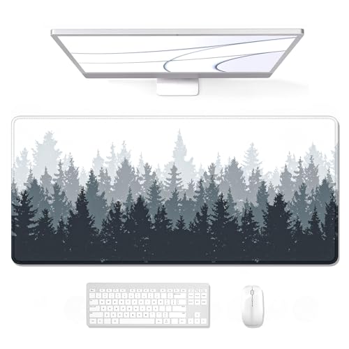 Auhoahsil Schreibtischunterlage, XL, erweitertes großes Gaming-Mauspad, 80.9x20.9 cm, wasserdichtes Mauspad mit genähten Kanten, rutschfeste Computer-Tastatur, Büroarbeit, Naturwald Design von Auhoahsil