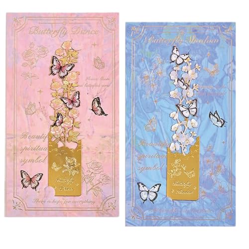 Auiremrti 2 Stück Metall Lesezeichen,Goldene Hohle Lesezeichen, Im Butterfly Und Blumen Design,Buchzubehör,Einzigartige Geschenkideen,Farblich bedrucktes Lesezeichen von Auiremrti