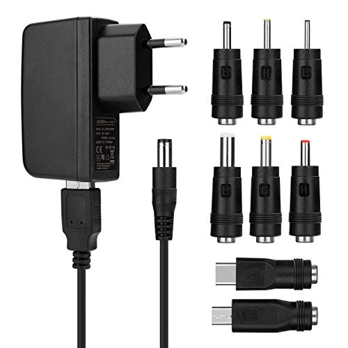 Aukru USB 2.0-Ladegerät und universeller CCTV-Adapter mit 7-poligem Stecker und Ladekabel für Laptop, Smartphone und HDMI-Switch-Router Schwarz von Aukru