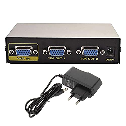 Aukson D12C 2-Port VGA Splitter Box – 1 PC auf 2 Monitore, SVGA VGA Verteiler 1920x1440 60Hz, 1 In 2 Out VGA Splitter für LCD/CRT Monitor, TV, Laptop, Projektor, DVD-Player Aukson D12C 2-Port VGA Splitter Box – 1 PC auf 2 Monitore, SVGA VGA Verteiler 1920x1440 60Hz, 1 In 2 Out VGA Splitter für LCD/CRT Monitor, TV, Laptop, Projektor, DVD-Player von Aukson