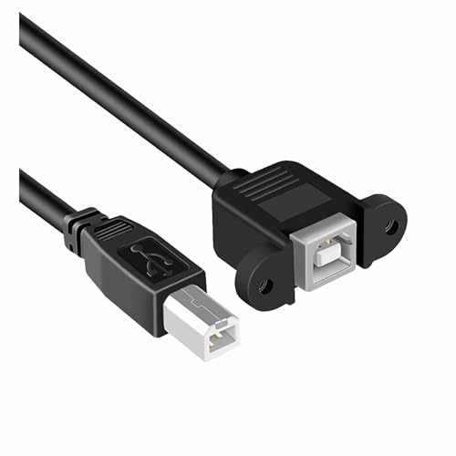 Aukson F66 USB 2.0 Verlängerungskabel 50 cm – USB B Stecker auf USB B Buchse mit Schrauben für Panelmontage, Ideal für Drucker und Peripheriegeräte von Aukson