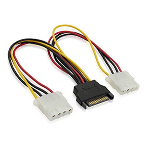 Aukson J33 SATA Kabel Power Stromkabel 15pin auf 2X 4pin 20cm SATA to IDE HX SATA 1 to 2, 2X 4 Pol Molex Anschluss für IDE Geräte wie z.B. IDE Festplatten, Laufwerken von Aukson