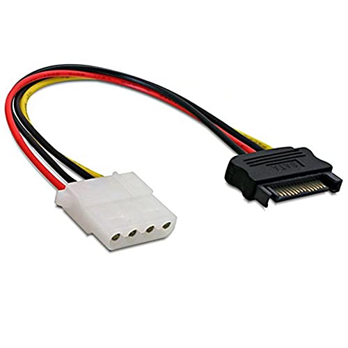 Aukson K29 SATA auf IDE 15 pin Stecker auf 4 pol MOL Buchse Stromkabel SATA auf IDE, SATA Stecker auf Molex 4 pin Buchse Adapter Kabel 15cm für IDE Geräte wie z.B. IDE Festplatten, Laufwerken von Aukson