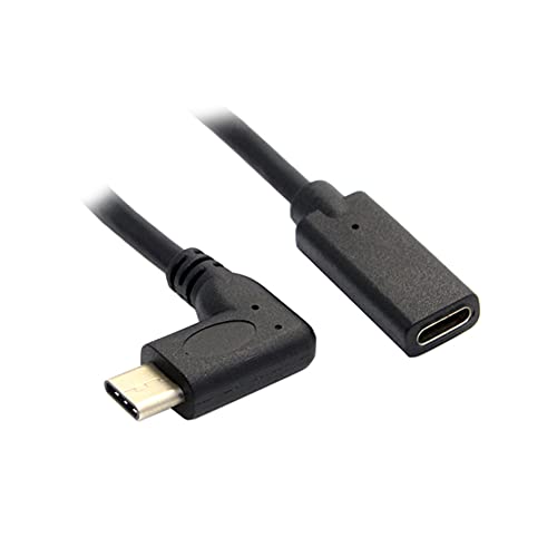 Aukson Q14 USB C Verlängerungskabel 1m abgewinkelt USB 3.1 Typ C Stecker auf Buchse 90 Grad Verlängerung Daten Kabel USB C auf USB C abgewinkelt Stecker auf Buchse von Aukson