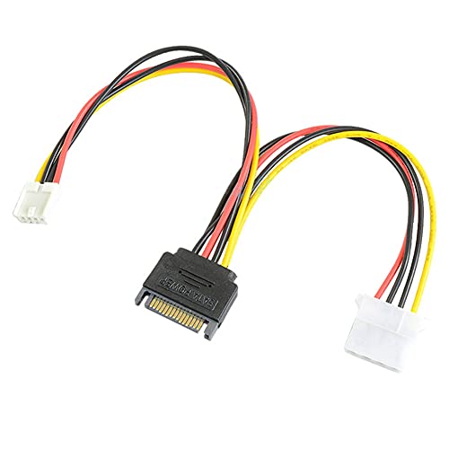 Aukson Q79 Molex auf SATA Stromkabel – 15pin Stecker auf 4pin Molex IDE & 4pin Floppy Buchse Adapter Kabel, 18cm von Aukson