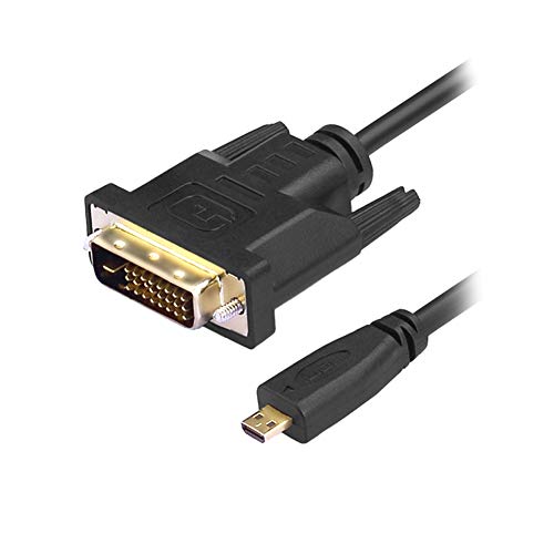 Aukson R08 Micro HDMI auf DVI 24+1 Kabel, Micro HDMI 1.4 auf DVI 24+1 Pin Stecker auf Stecker, unterstützt 1080P Full HD 1,8m Monitor/Display/Projektor Monitor/Konverterkabel von Aukson