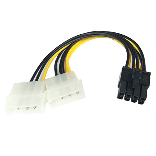 Aukson R38 8pin PCIe auf 2X 4 Pin Molex Grafikkarte Stromkabel PCIe Stromadapter, 2X Molex Stecker zu 8 pin PCI-E Buchse Adapter Kabel 15cm von Aukson