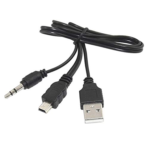 B92 Mini USB auf 3,5mm Klinkenstecker + USB 2.0 A Stecker Audio- /Ladekabel 2 in 1, zum Auladen und Audioausgabe USB Audio Kabel Kabellänge: 50cm von Aukson