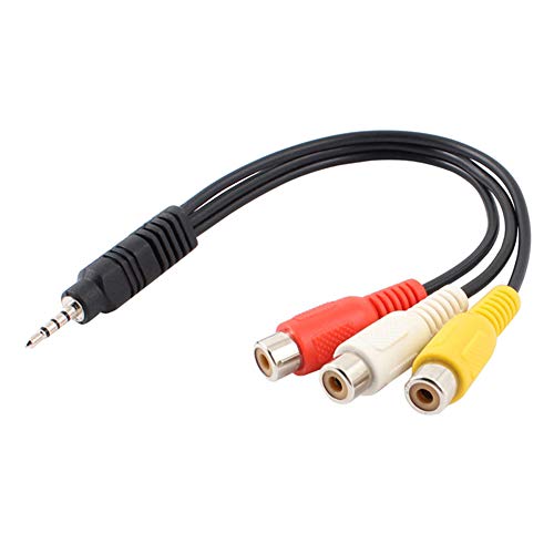 C47 2,5mm Klinkenstecker auf 3RCA Cinch Buchse Kabel Adapter Video Audio für TV DVD AV Camcorder Video Kabel, Klinke auf Cinch YAdapter Kabel 30cm Stereo Audio Klinken zu Cinch Adapter von Aukson