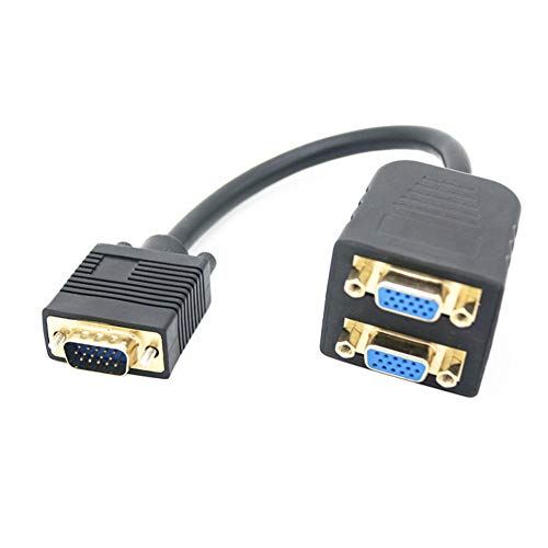 D27C VGA 1x2 Splitter Y Kabel 25cm S-VGA Stecker zu 2X S-VGA Buchse Adapter Verteiler für PC TV Beamer Monitor von Aukson