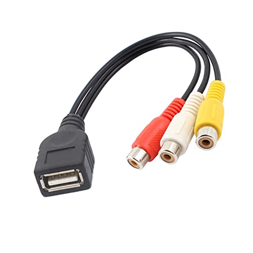 D46 USB auf 3 Cinch Kabel, USB 2.0 Buchse auf 3 Cinch Buchse Video Audio Capture Karten Adapterkabel für PC, AV, HDD und DVR, 30cm von Aukson