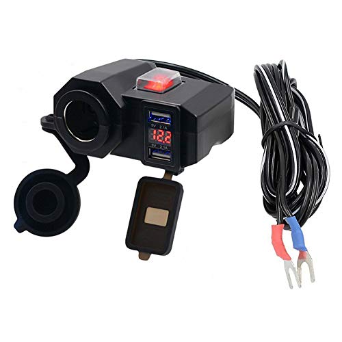 D74C Auto USB Steckdose 12v Einbau Wasserdicht Motorrad Zigarettenanzünder 2X USB Steckdose Ladegerät 5V /2,1A mit Touch Schalter und LED von Aukson